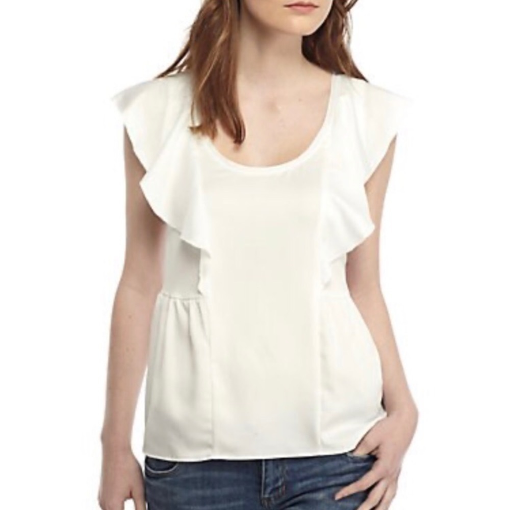 French Connection Nia Scoop Neck Ruffled Blouse - New with Tag.